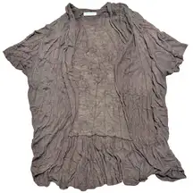 Maurices XL Brown Rayon Open Front Ruffled Lightweight Cardigan Shrug Top Shirt