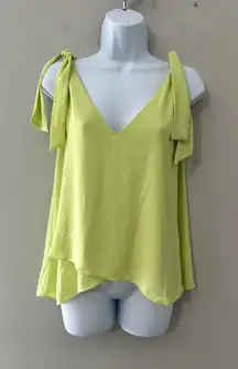BCBGMAXAZRIA Citron Tie Strap V Neck Sleeveless Hi Low Tank‎ Top XS