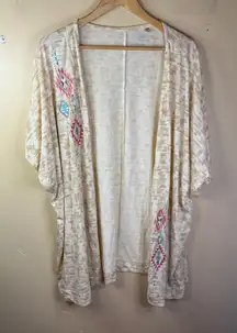 Panhandle Womens L/XL‎ Aztec Southwestern Embroidered Half Sleeve Cardigan