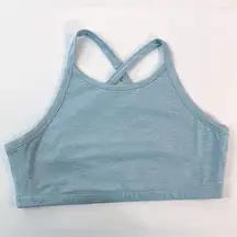 Fit Women’s Brushed Jersey Strappy Sports Bra In Blue Azul Color Size XL GUC