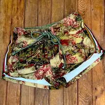 Waimea Olive Green Floral Printed Slouchy Low Cargo Shorts Size Small