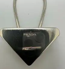Prada Triangle Silver‎ Tone Key Ring Chain Replacement Lock Bag Charm
