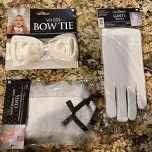 NWT Halloween Accessories Bow tie, cuffs and gloves