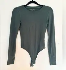 Abercrombie & Fitch Green Long Sleeve Bodysuit size XS crewneck pullover