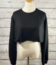 PRETTY LITTLE THING Sweatshirt Cropped Black-Large