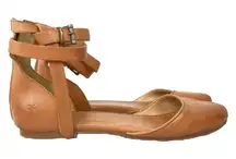 FRYE Women's Tan Leather Carson Ankle Knotted Ballet Flat Sandals Size 7