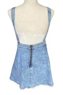 Forever 21 light wash blue denim overall dress mini skirt Juniors 11/12