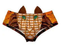 RAVE FESTIVAL Abstract Lion Mini Bootie Shorts With Cat Ears MEOW Sz S/M NEW