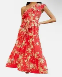 Yumi Kim “Malia” One Shoulder Tiered Dress in Flirty Floral Red