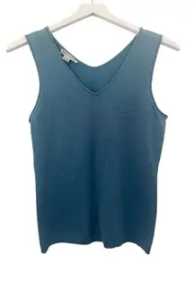 Pendelton Silk Blend V-Neck Sweater Tank Shell Blue Green Size Small