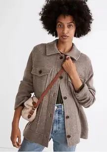 Madewell‎ Boiled Wool Bridgman Sweater-Jacket Small S Heather Mink Button