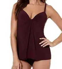 Miraclesuit Women's Shiraz Rock Solid Marina Tankini Top w/ Underwire Bra sz 10