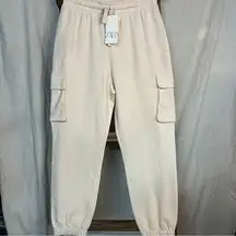 NWT ZARA Cream Cargo Sweatpants/Joggers Size L