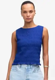 Madewell | NWT Smocked Boatneck Tank in Brilliant Sapphire Blue | Sz S