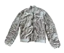 NEW Free People Ruched Velvet Bomber Jacket Stone