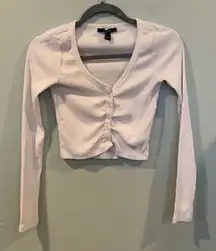 Forever 21 Y2K 90s Ribbed Cropped Long Sleeve Henley T-Shirt White Women’s Small