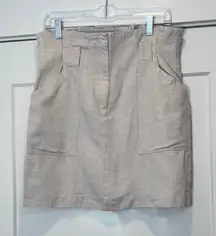 H&M linen blend Cream/light tan High-Waisted Skirt size 10.