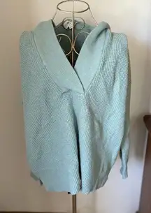 Aerie waffle weave blue green hooded oversized pullover size  XS