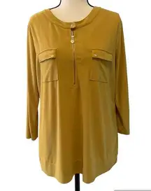 Anne Klein | mustard yellow long sleeve blouse