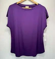 NEW Chico’s Stella Boat Neck Basic Knit Tee in Berry Fizz Purple Size 2/L