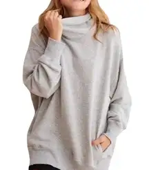 Oversized Turtle Neck Long Sleeve Pullover Sweatshirt XS Women’s Gray