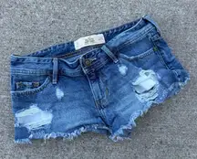 Y2K Hollister Distressed Low Rise Jean Short Shorts Micro Mini Jean Size 0 24