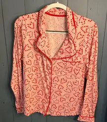 Joie Candy Cane Hearts Print Women's Pajama Top | Size Large