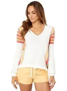 Roxy Sweater Women's XS Turning Out Knit Hooded Long Sleeve Cover Up Beach Surf