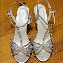 David's Bridal Metallic Strappy Heels