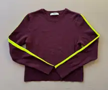 Zara Knit Sweater With Neon Stripe Sleeve Detail