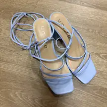 blue strappy heels