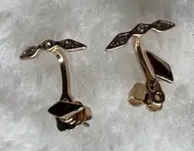 Gold Tone Ear Jacket Earrings With Rhinestone Accent, Stud‎ Earring Back