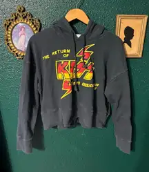 Daydreamer Kiss Cropped Gray Crewneck Sweatshirt Hoodie Size Medium