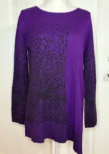 Grace Radiant Purple & Black Holiday Sweater size M NWT