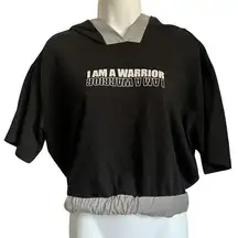 Gabrielle Union New York & Co Black Grey Cropped Hoodie I Am A Warrior size S