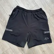 PRIMAL Size‎ L Womens BLK Zip Pocket Inner Pad Elastic Waist Cycling Shorts 255