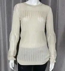 J Brand Womens Andrea Metallic Gold Ribbed Sweater