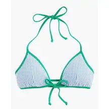 J. Crew Tipped Seersucker Tie Front Bikini Top G1335 XS NWOT