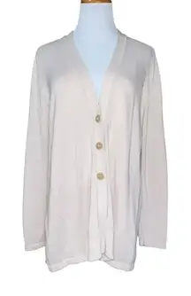 J. Jill Oatmeal Neutral V Neck Wool Silk Blend Cardigan Sweater Size‎ Medium