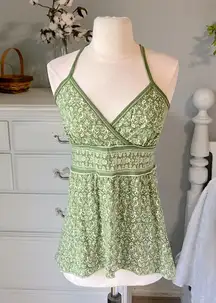 Babydoll MSSP  Specialty Products Green Peacock Print Tank