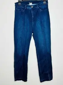 Mesmerize Jeans 4 Dark Wash Blue High Waisted Front Ankle Slits Stretch Crop