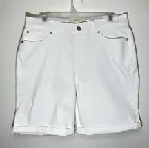 Soft Surroundings Stretch‎ Denim Pull On 8" Inseam Relaxed Shorts Sz M White