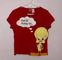 Looney Tunes Tweety Bird “Bad Ol’ Puddy Tat…” Red Graphic T-Shirt