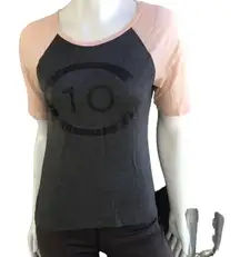 10 Crosby Derek Lam Gray Pink Viscose Logo Short Sleeve Shirt Women's Size S