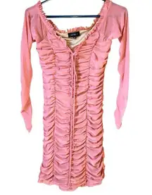 Majorelle Deep Blush Darling V Neck Stretched Ruched Mini Dress Size Small