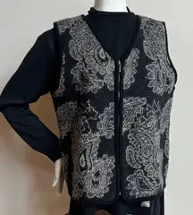 Wool vest vintage Studio Works Black and Gray Paisley Vest