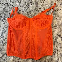 SHEIN Bright Orange Lace Corset Top
