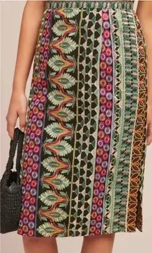 Anthropologie Vanessa Virginia Moroccan Nights Embroidered Pencil Skirt Size 0