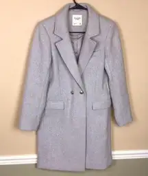 Abercrombie & Fitch Women’s Wool Blend Gray Double Breasted Long Line Pea Coat