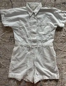 H&M Womens Utility Chino Romper Coverall Pockets White Size‎ XS